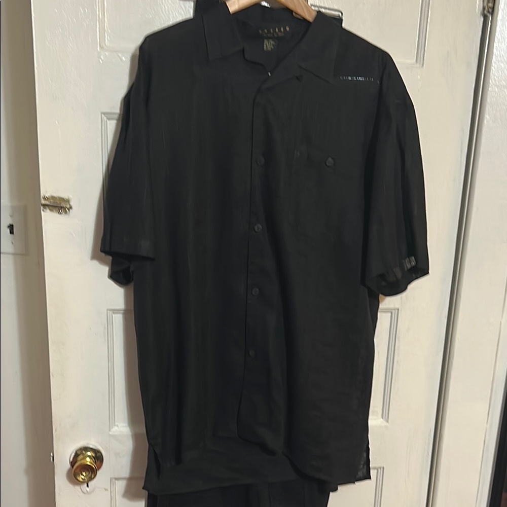 Men's Black Short Sleeve Shirt and pants set